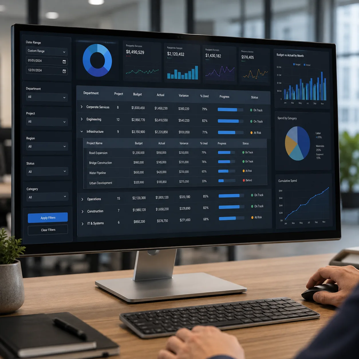 Business data and documents analytics dashboard