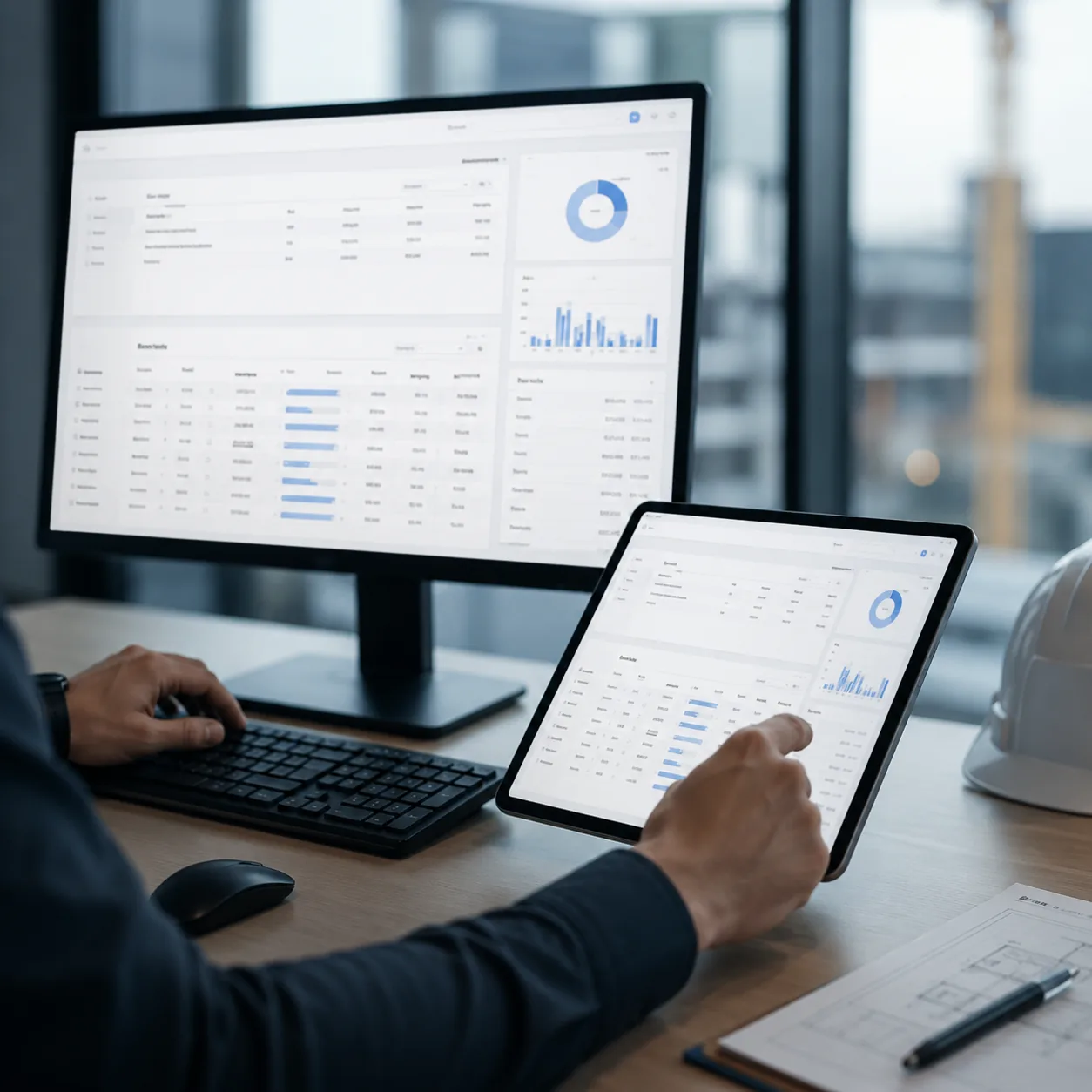 Tablet and desktop showing the same operational data